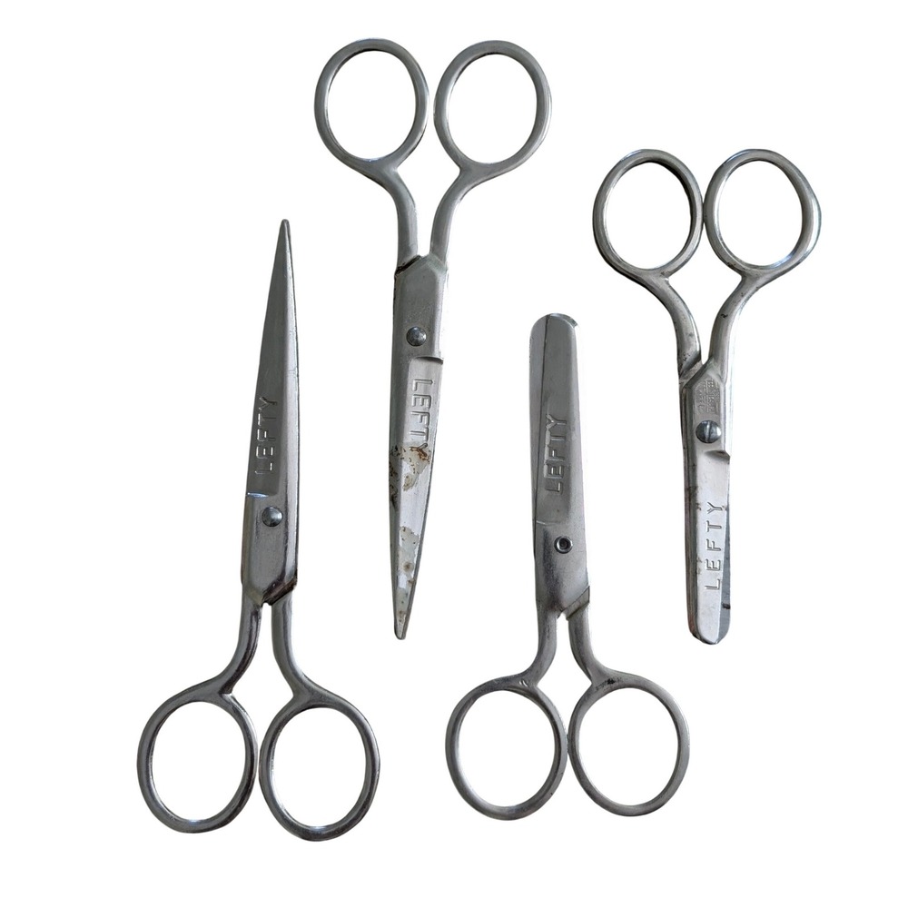 Vintage LEFTY Kids Youth Scissors‎ Set of 4 Left Handed Metal Safety Shears